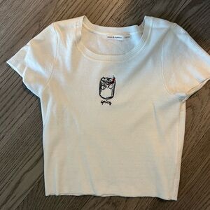 Moon & Madison Cream Crop Top with Graphic